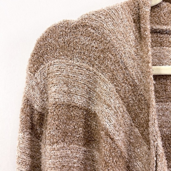 BAREFOOT Dreams Cozychic Lite Calypso Wrap Drape Front Cardigan Tan Striped - Picture 7 of 9